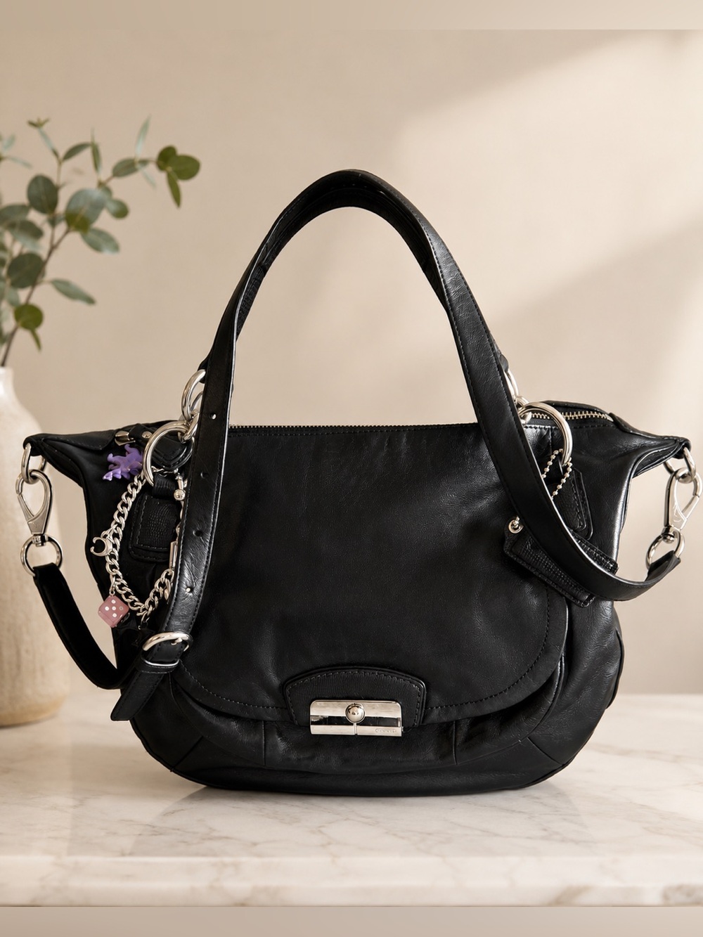 Coach Kristin 16814 Black Leather Satchel